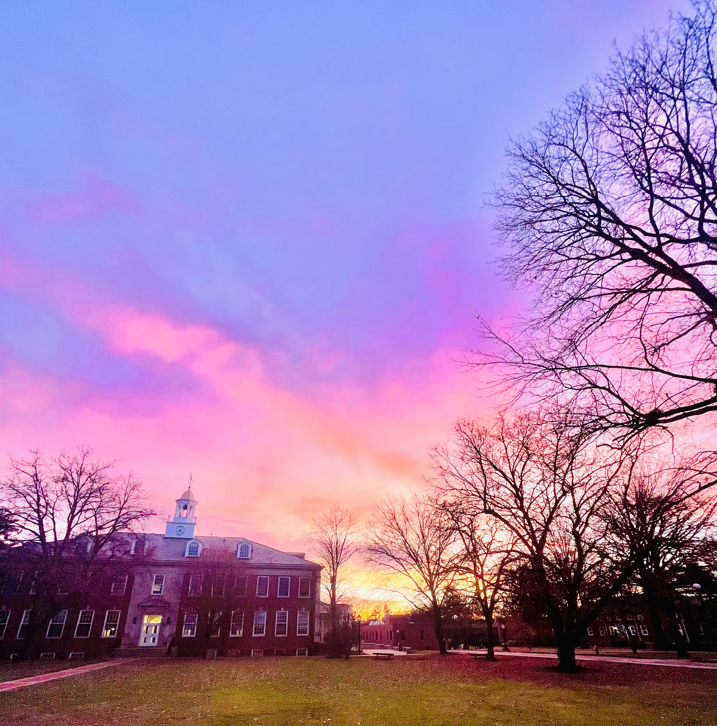 Allegheny College campus at sunset